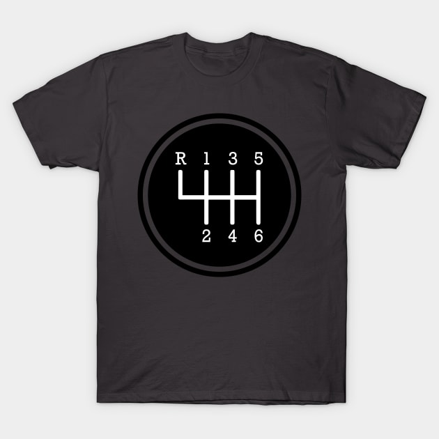 6 Speed Gear Shifter Graphic T-Shirt by J & M Designs